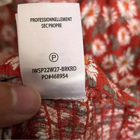 Idyllwind Brick Red Bay Cove Floral Crop Peasant Top Shirt Blouse Size Large - Picture 11 of 12